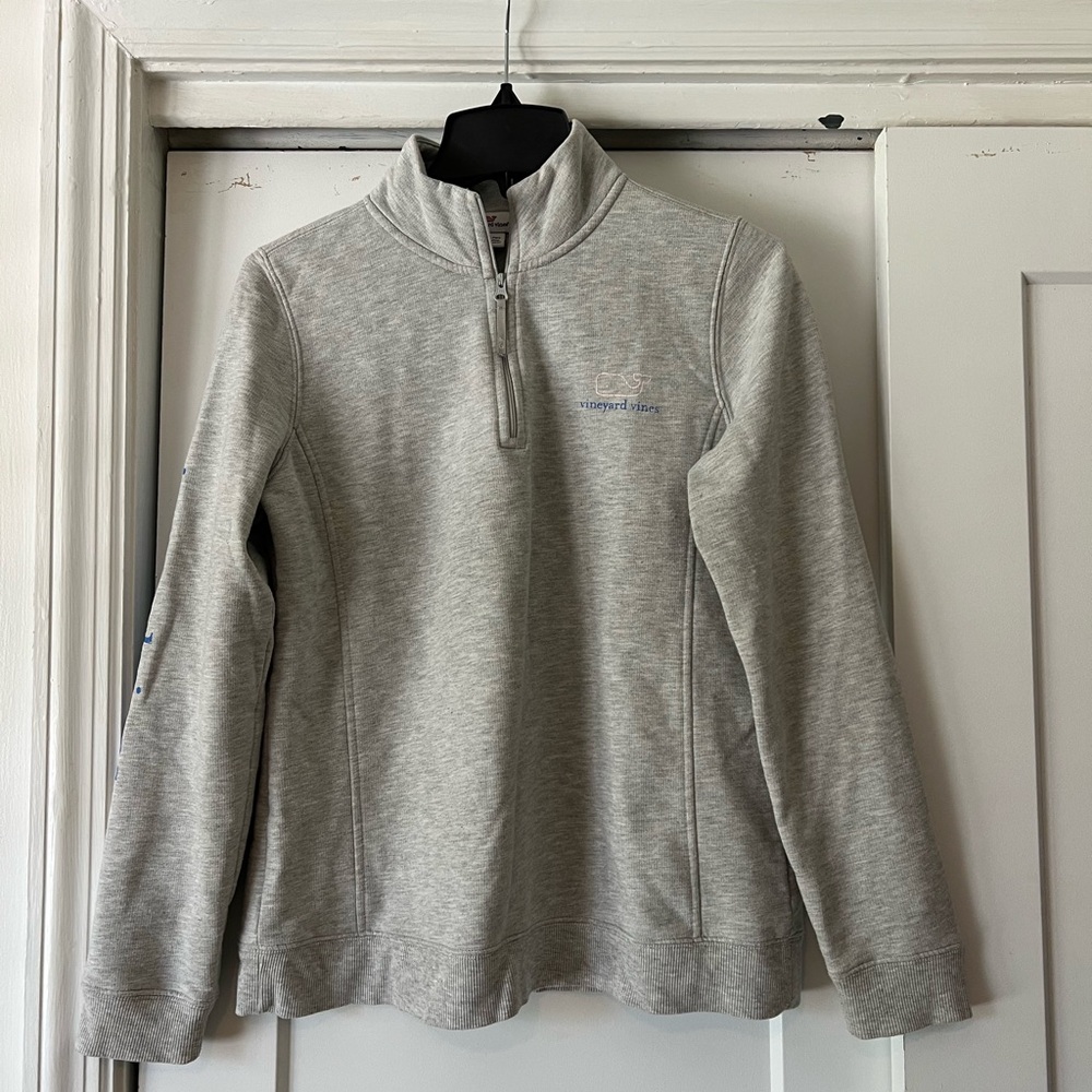 Vineyard Vines Light Gray Quarter-Zip Pullover Medium
